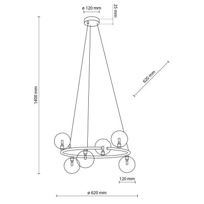 TK Lighting Anabelle lampa wisząca 6x6 W czarna 6843