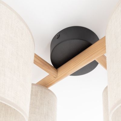 TK Lighting Deva Nature lampa podsufitowa 4x15 W szary/drewno/czarny 6866