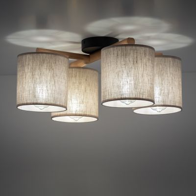 TK Lighting Deva Nature lampa podsufitowa 4x15 W szary/drewno/czarny 6866