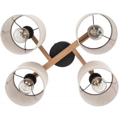 TK Lighting Deva Nature lampa podsufitowa 4x15 W szary/drewno/czarny 6866