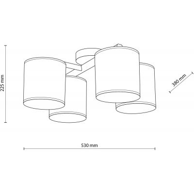 TK Lighting Deva Nature lampa podsufitowa 4x15 W szary/drewno/czarny 6866
