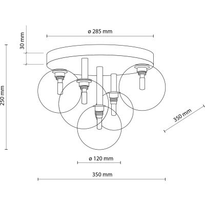 TK Lighting Nilos lampa podsufitowa 5x6 W czarna-złota 758