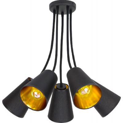 TK Lighting Wire Gold lampa wisząca 5x15W czarna/złota 828