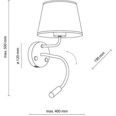 TK Lighting Maja kinkiet 1x15 W / 1x8 W czarny 10081