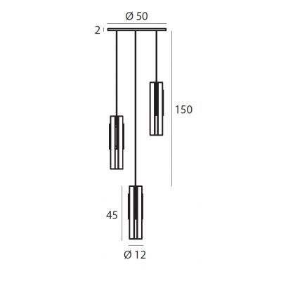 Tooy Excalibur lampa wisząca 3x12W czarny piaskowy/mosiądz szczotkowany 559.13.C74.C41