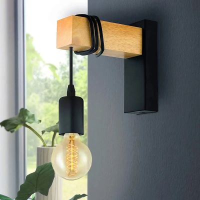 TooLight Line kinkiet 1x60 W czarny-drewno OSW-03241