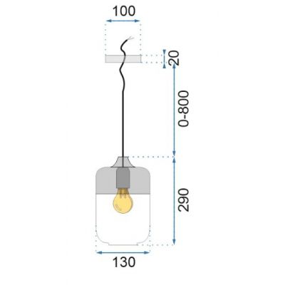 TooLight Zenit B lampa wisząca 1x60W APP019-1CP czarna/przezroczysta OSW-00127