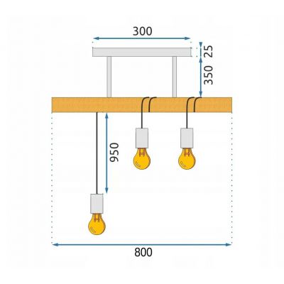 TooLight Boho lampa wisząca 3x60 W czarna-drewno OSW-03242