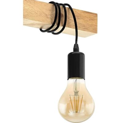 TooLight Boho lampa wisząca 3x60 W czarna-drewno OSW-03242