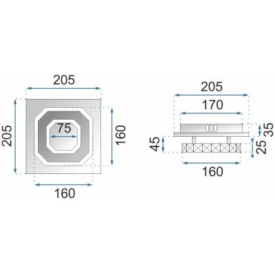 TooLight Glamour lampa podsufitowa 1x8 W chrom OSW-65004