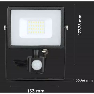 V-TAC kinkiet zewnętrzny 1x20W LED z czujnikiem ruchu czarny 453