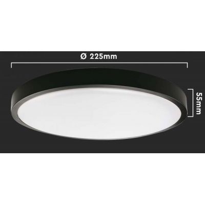 V-TAC plafon 1x18W LED czarny/biały 7634