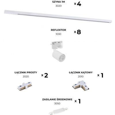 Zuma Line zestaw szynoprzewód 400 cm z reflektorami biały 3045