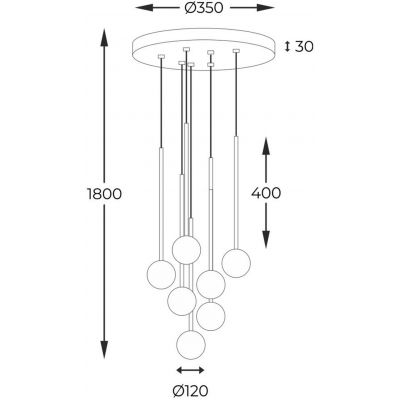 Zuma Line Ali lampa wisząca 7x40 W biała-czarna-złota 5642