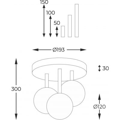 Zuma Line Ali lampa podsufitowa 3x40 W biała-czarna-złota 5644