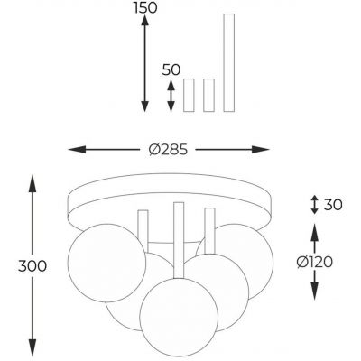 Zuma Line Ali lampa podsufitowa 5x40 W biała-czarna-złota 5645