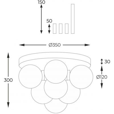 Zuma Line Ali lampa podsufitowa 7x40 W biała-czarna-złota 5646