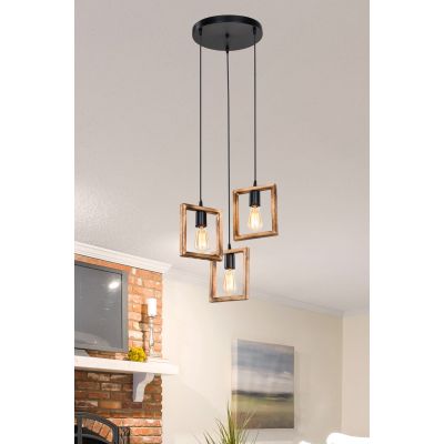 Zuma Line Atria lampa wisząca 3x20 W czarna-drewno ASZ.1678