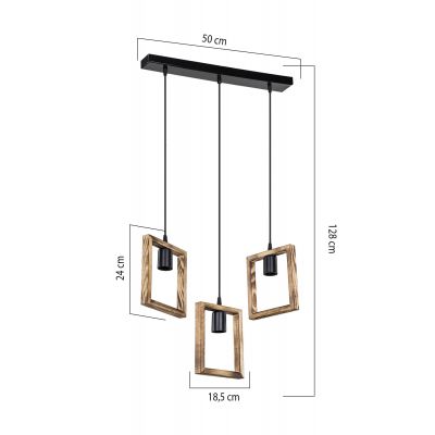 Zuma Line Atria lampa wisząca 3x20 W czarna-drewno ASZ.1679