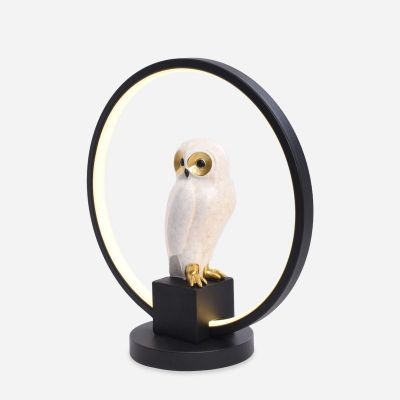 Zuma Line Sowa lampka nocna 1x4 W biała-czarna-złota EX04F332U-1