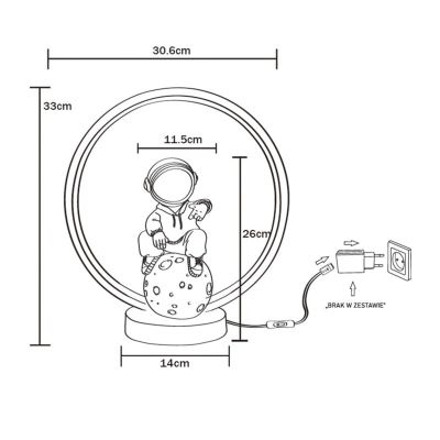 Zuma Line Astronauta lampka nocna 1x4 W biała-czarna-złota EX15S020U-1
