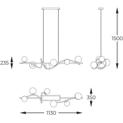 Zuma Line Nisyro lampa wisząca 6x3,5 W czarna-złota MD3145-6-EBGN