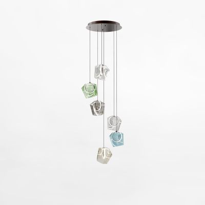 Zuma Line Colore lampa wisząca 6x6 W czarna-przezroczysta-multikolor MD3350A-6BL/MIX