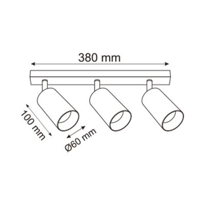 Zuma Line Ren lampa podsufitowa 3x50 W czarna-szara OB-2211BD-3-BK