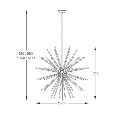 Zuma Line Urchin lampa wisząca 9x42 W czarny/złoty P0491-09C-F7BC