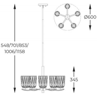 Zuma Line Tazza lampa podsufitowa 5x40 W przezroczysta-złota P0590-05B-V7AC