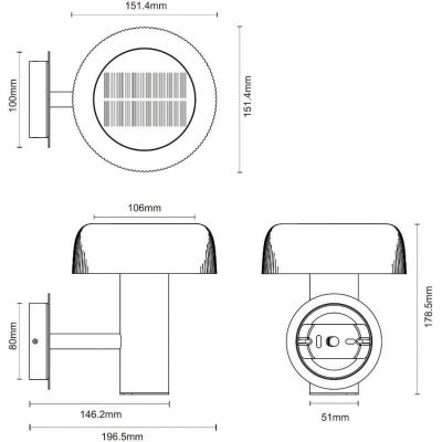 Zuma Line Bluet kinkiet solarny 1x2,5 W czarny WT33111