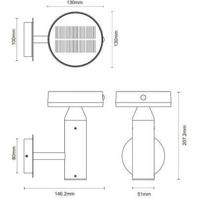 Zuma Line Carli kinkiet solarny 1x4,5 W czarny WT33611