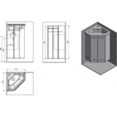 Aqualine Zoja szafka 39x39x74 cm podumywalkowa wisząca dąb platin 50344