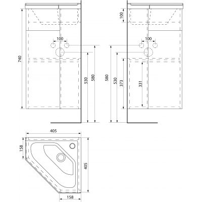 Aqualine Zoja szafka 40,5x40,5x74 cm podumywalkowa wisząca biała 50345