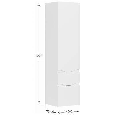 Antado Wave Grande szafka 155 cm wisząca słupek boczny lewy biały połysk 674837
