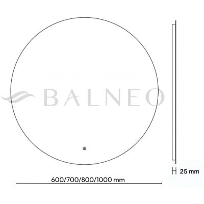 Balneo Roco lustro 70x70 cm okrągłe z oświetleniem z matą grzewczą L0101010403-7