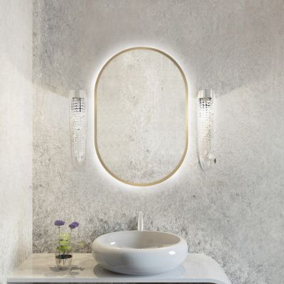 Baltica Design Tiny Border Pastille lustro 90x40 cm z oświetleniem LED złota barwa ciepła