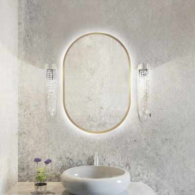 Baltica Design Tiny Border Pastille lustro 90x40 cm z oświetleniem LED złota barwa zimna