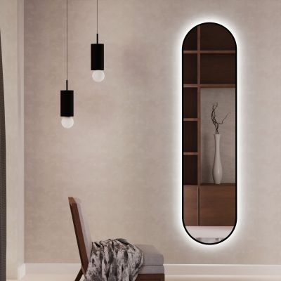 Baltica Design Tiny Border Pastille lustro 155x40 cm z oświetleniem LED czarne barwa neutralna