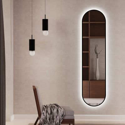 Baltica Design Tiny Border Pastille lustro 40x155 cm owalne z oświetleniem czarny