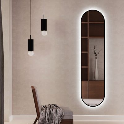 Baltica Design Tiny Border Pastille lustro 40x155 cm owalne z oświetleniem czarny