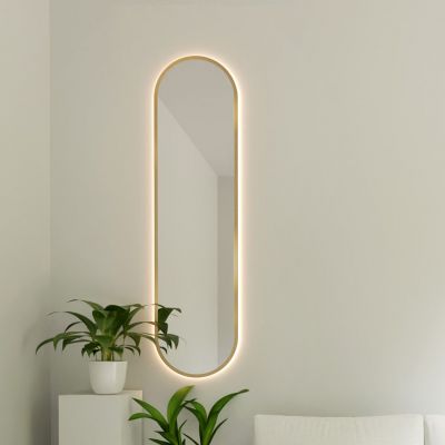 Baltica Design Tiny Border Pastille lustro 155x40 cm z oświetleniem LED złote barwa neutralna