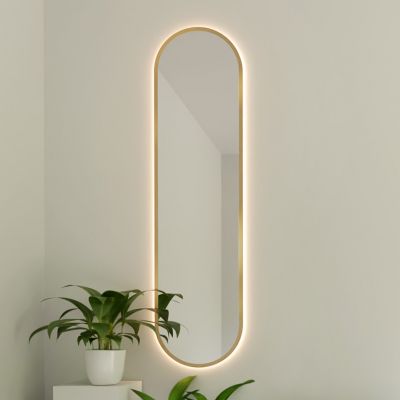Baltica Design Tiny Border Pastille lustro 155x40 cm z oświetleniem LED złote barwa ciepła