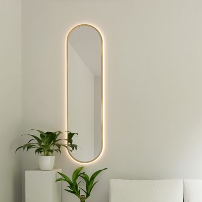Baltica Design Tiny Border Pastille lustro 155x40 cm z oświetleniem LED złote barwa zimna
