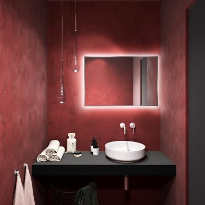 Baltica Design Tiny Border Straight lustro 60x90 cm prostokątne z oświetleniem srebrny