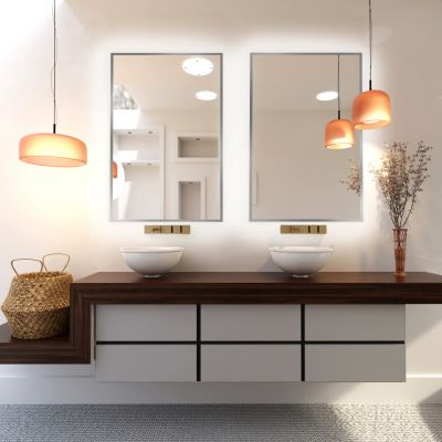 Baltica Design Tiny Border Straight lustro 60x90 cm prostokątne z oświetleniem srebrny