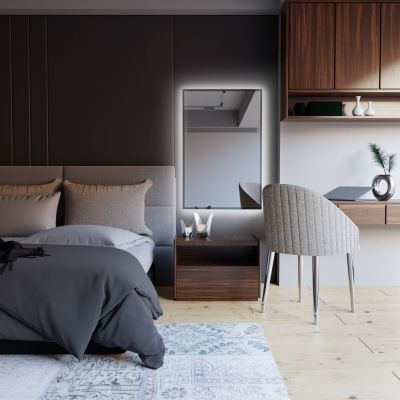 Baltica Design Tiny Border Straight lustro 60x90 cm prostokątne z oświetleniem srebrny