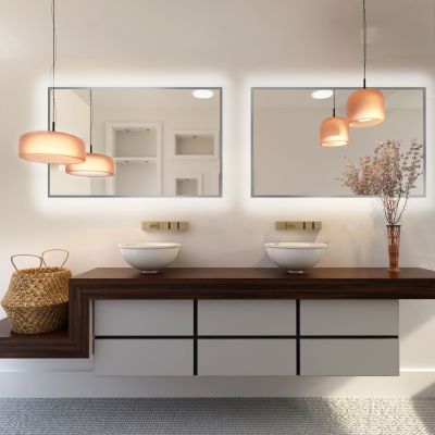 Baltica Design Tiny Border Straight lustro 60x90 cm prostokątne z oświetleniem srebrny