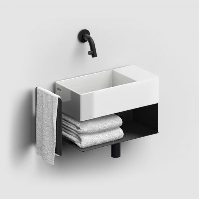 Clou New Flush konsola 44x18x21,2 cm podumywalkowa wisząca prawa czarna CL/07.36.430.21