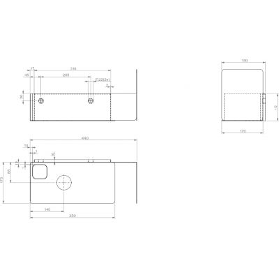 Clou New Flush konsola 44x18x21,2 cm podumywalkowa wisząca lewa czarna CL/07.36.432.21